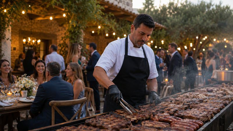 Servizio barbecue a domicilio durante una festa privata