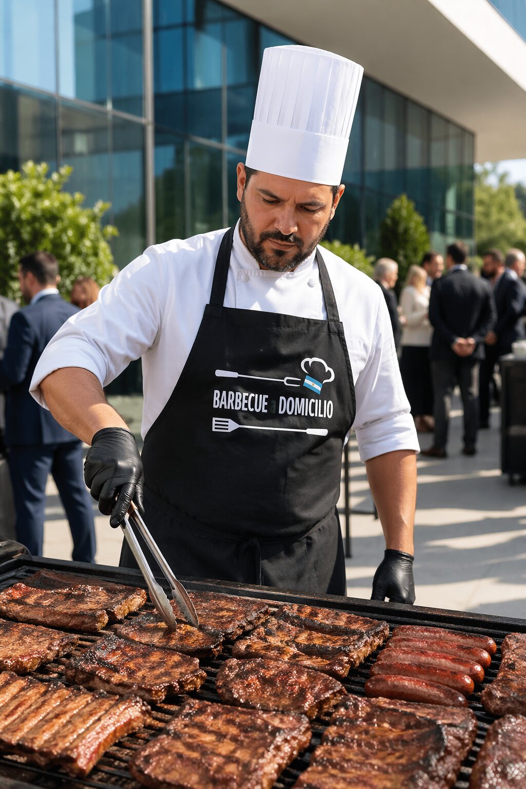 Griglia con carne e verdure durante il servizio